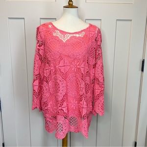 Ruby Rd. Pink lace blouse with under shirt size xl